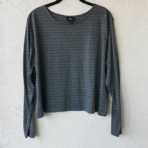 Gray Striped Longsleeve Crop Top